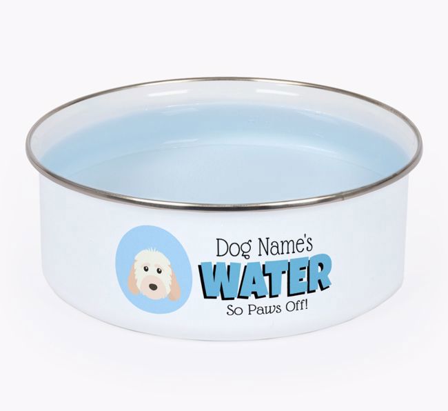 Water, Paws Off: Personalized {breedFullName} Enamel Dog Bowl